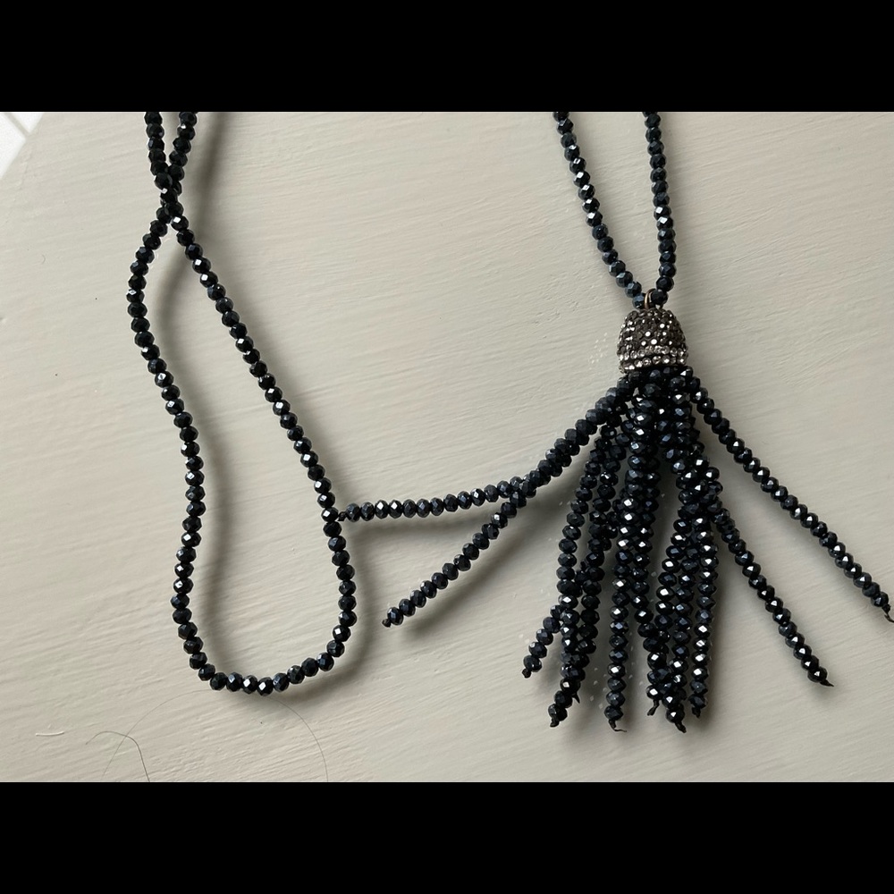 Hematite Crystal Tassel Necklace